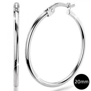 9ct White Gold 20mm Rounded Hoop Earrings