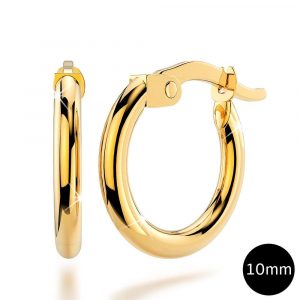 9ct Yellow Gold 10mm Rounded Hoop Earrings
