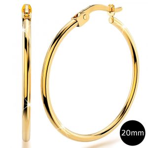 9ct Yellow Gold 20mm Rounded Hoop Earrings