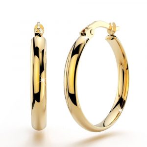 9ct Yellow Gold 18mm Flat Hoop Earrings