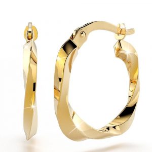 9ct Yellow Gold 15mm Square Twist Hoop Earrings