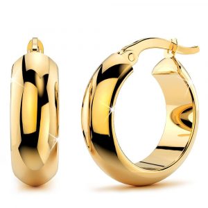 9ct Yellow Gold 10mm Wide Hoop Earrings