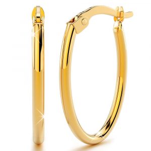 9ct Yellow Gold 20mm Oval Hoop Earrings