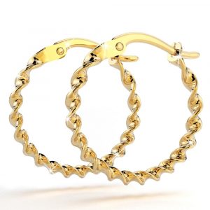9ct Yellow Gold 15mm Twister Hoop Earrings