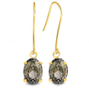 9ct Yellow Gold 1.80ct Oval Smokey Topaz Drop Earrings