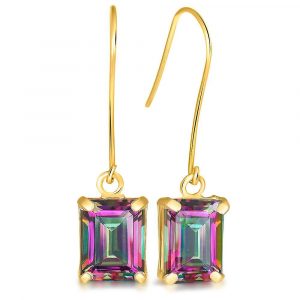 9ct Yellow Gold 2.20ct Octagon Mystic Topaz Drop Earrings