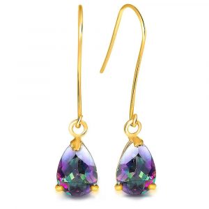 9k Yellow Gold 1.60ct Pear Mystic Topaz Dangling Earrings