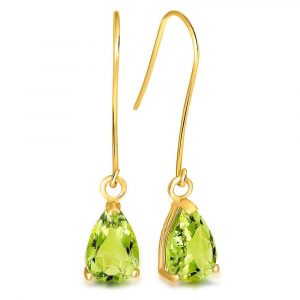 9ct Yellow Gold 1.60ct Pear Peridot Dangling Earrings