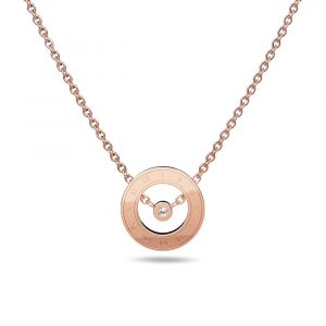 Genuine Single Diamond Set Roman numeral Halo Necklace Rose Gold Titanium