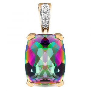 9ct Yellow Gold 10ct Massive Mystic Topaz & Diamond Pendant