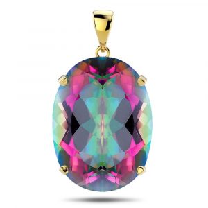 9ct Yellow Gold 11.50ct Massive Mystic Topaz Pendant