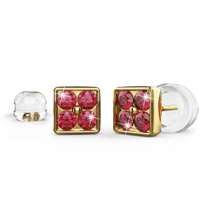 Rubyflora Stud Earrings Encased in 18k Gold