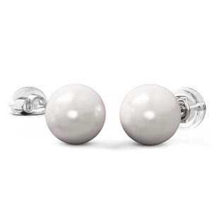 Eternal Akoya Pearl Stud Earrings Encased in 18k White Gold