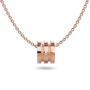Genuine Single Diamond Set Barrel Slider Pendant Necklace Rose Gold Titanium