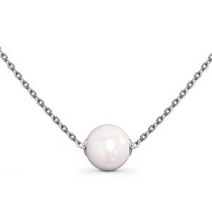 Eternal Akoya Pearl Necklace Encased in 18k White Gold