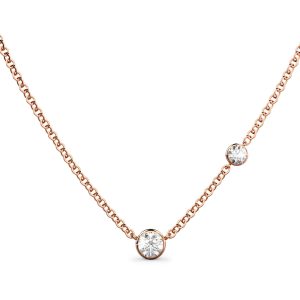 Asymmetrical Diamond Elegance Necklace Encased in 18k Rose Gold
