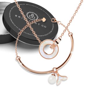 Boxed Pretty in Nacre Necklace and Bracelet Bangle Set in Rose Gold