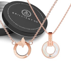 Boxed Dainty Loop 2 Pc Necklaces Set in Rose Gold