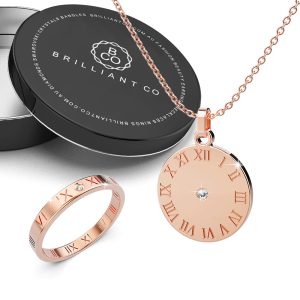 Boxed Classy Chic Necklace and Ring Set in Rose Gold