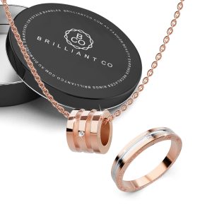 Boxed Timeless Touch Necklace and Ring Set in Rose Gold